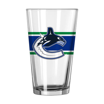 Vancouver Canucks 16oz Stripe Pint Glass - Logo Brands