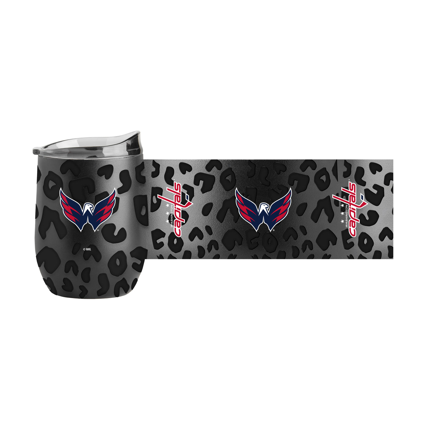 Washington Capitals Leopard 16oz Black Powdercoat Curved Beverage