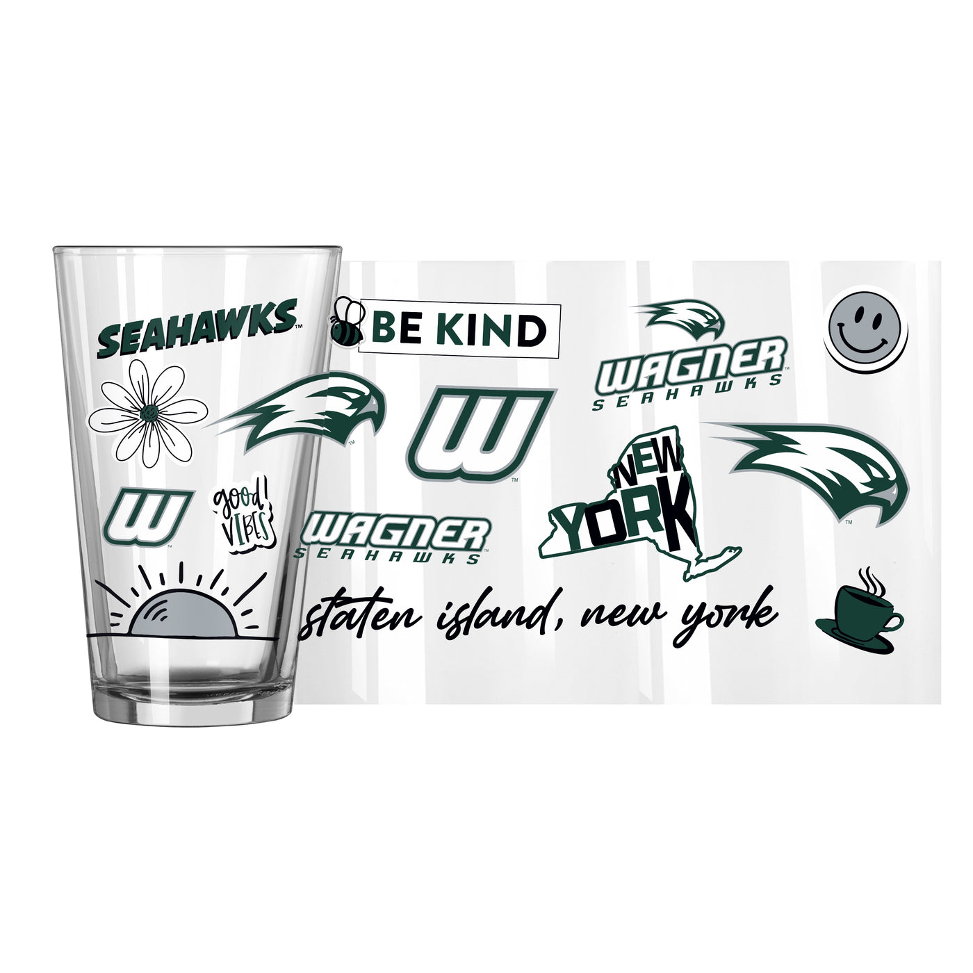Wagner College 16oz Native Pint Glass