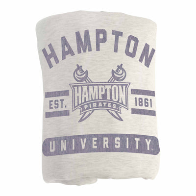 Hampton University Oatmeal Sweatshirt Blanket - Logo Brands