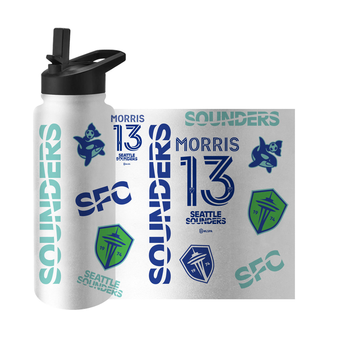 Seattle Sounders 34oz Jordan Morris Quencher Bottle