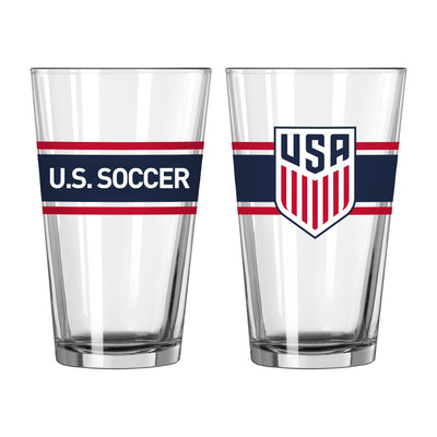 US Mens Soccer 16oz Stripe Glass Pint - Logo Brands
