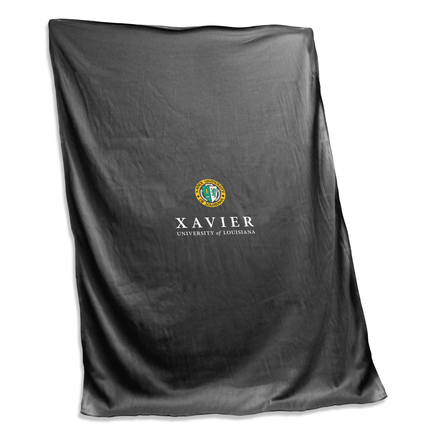 Xavier University- Louisiana Charcoal Custom Screenprinted Sweatshirt Blanket