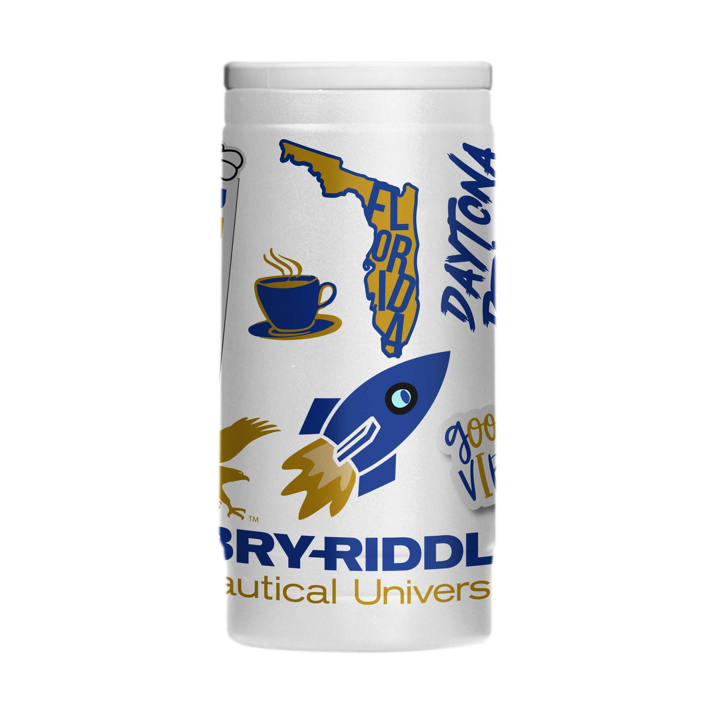 Embry-Riddle Aeronautical - Daytona 12oz Native Powder Coat Slim Can Coolie