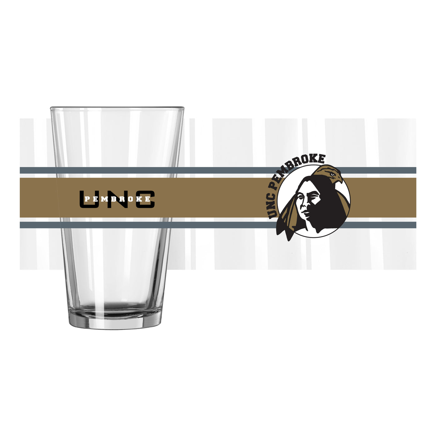 UNC Pembroke 16oz Stripe Pint Glass