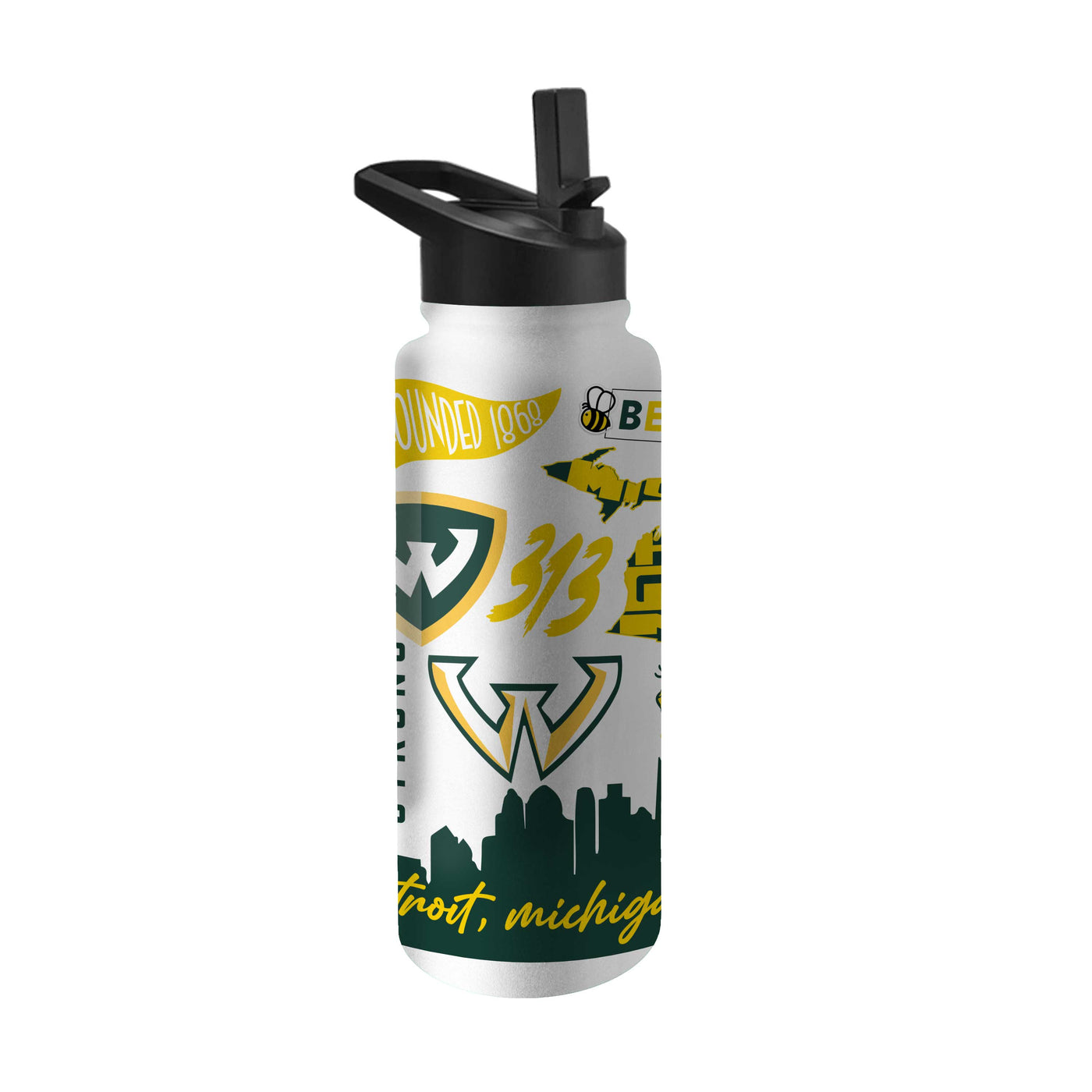 Wayne State 34oz Native Quencher Bottle