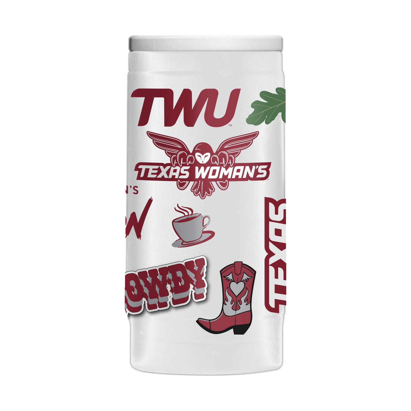 Texas Women's University 12oz Native Powder Coat Slim Can Coolie - Logo Brands