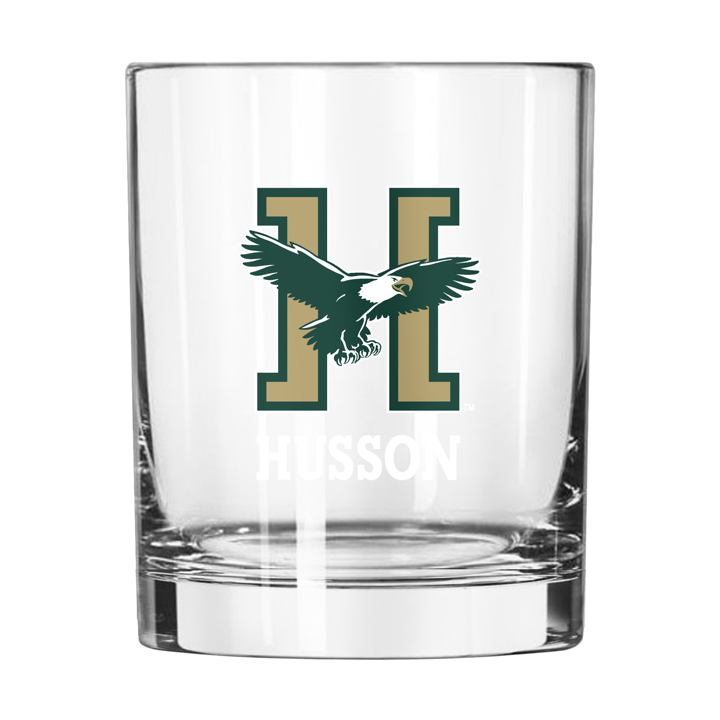Husson University 14oz Logo Rocks Glass