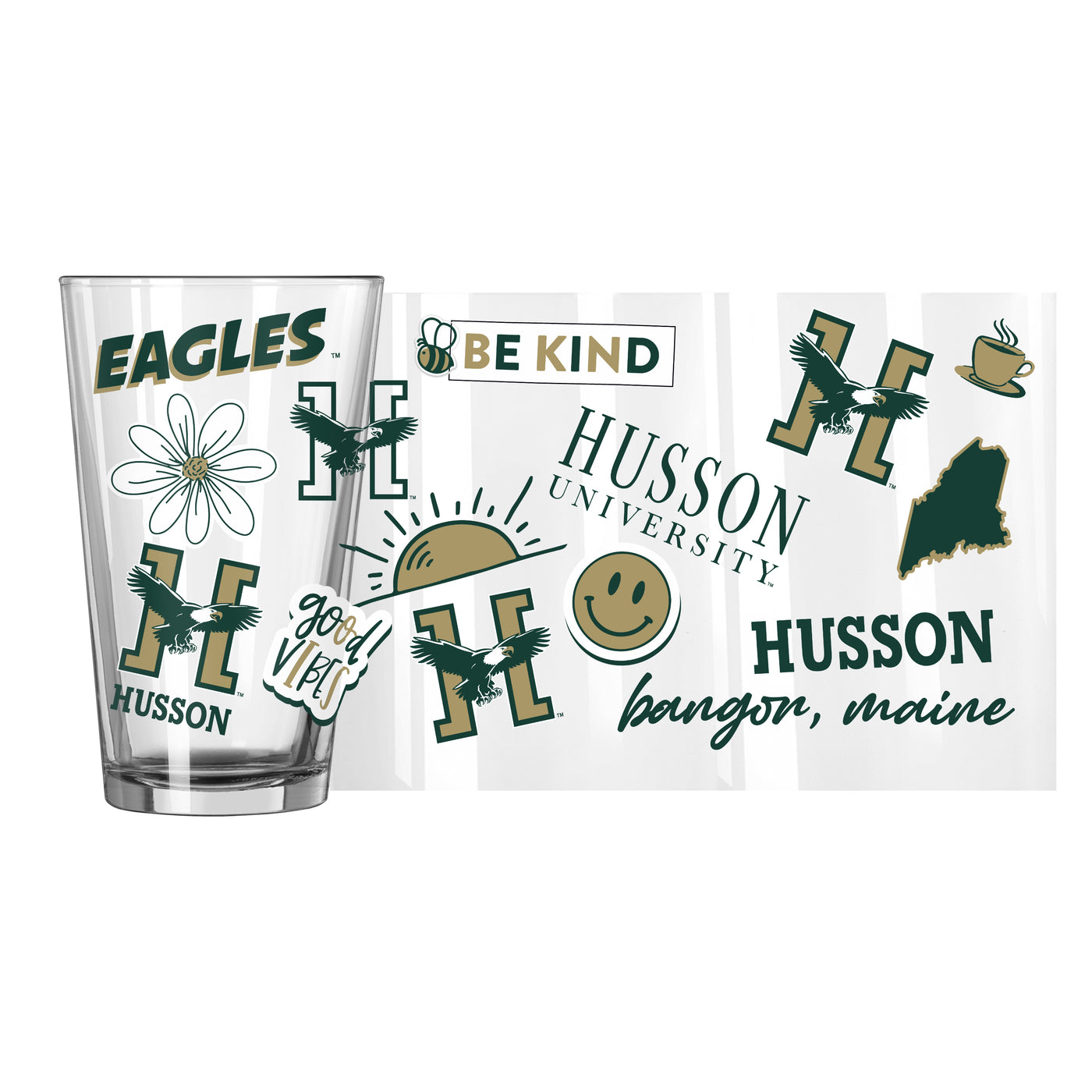 Husson University 16oz Native Pint Glass