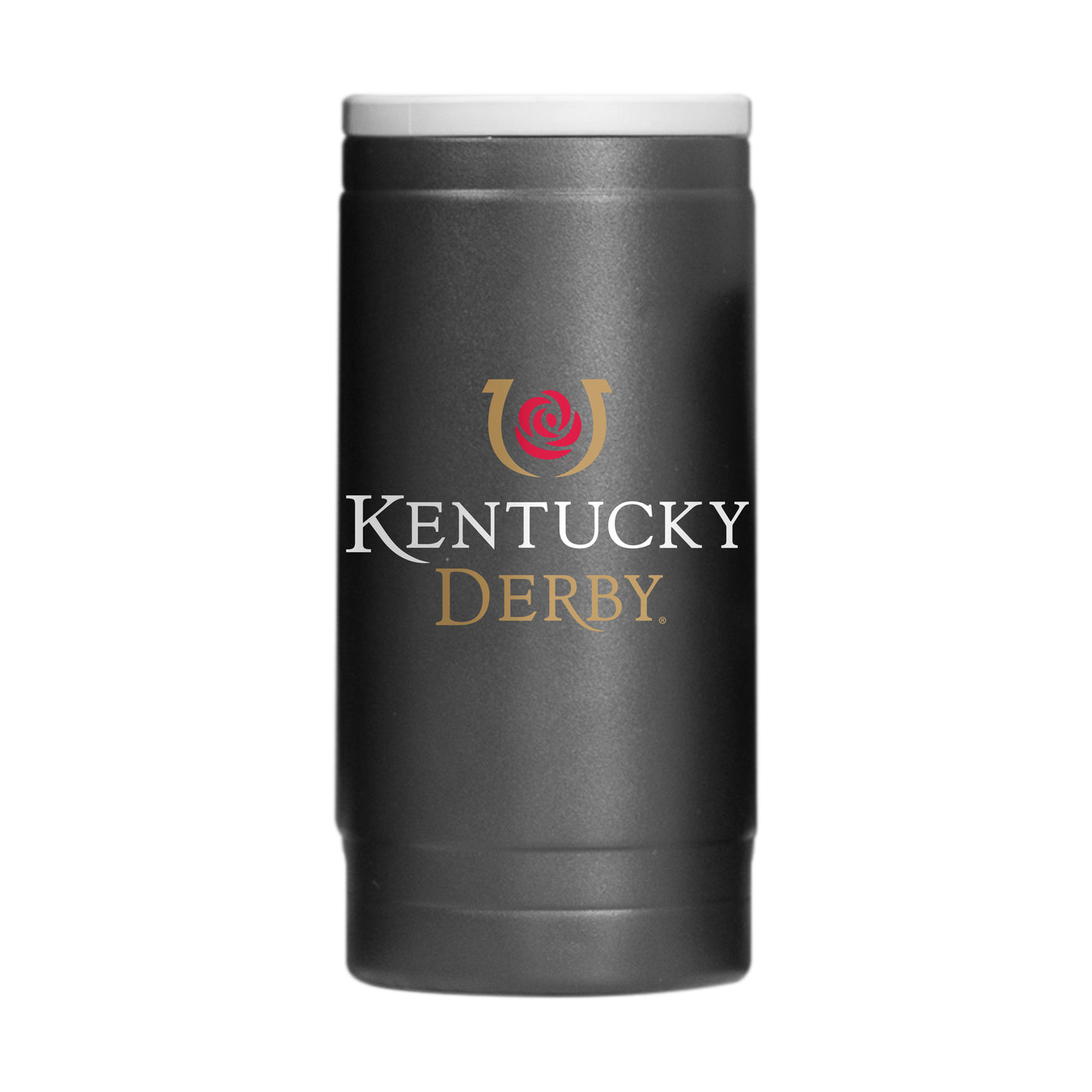Kentucky Derby Black 12oz Powder Coat Coolie