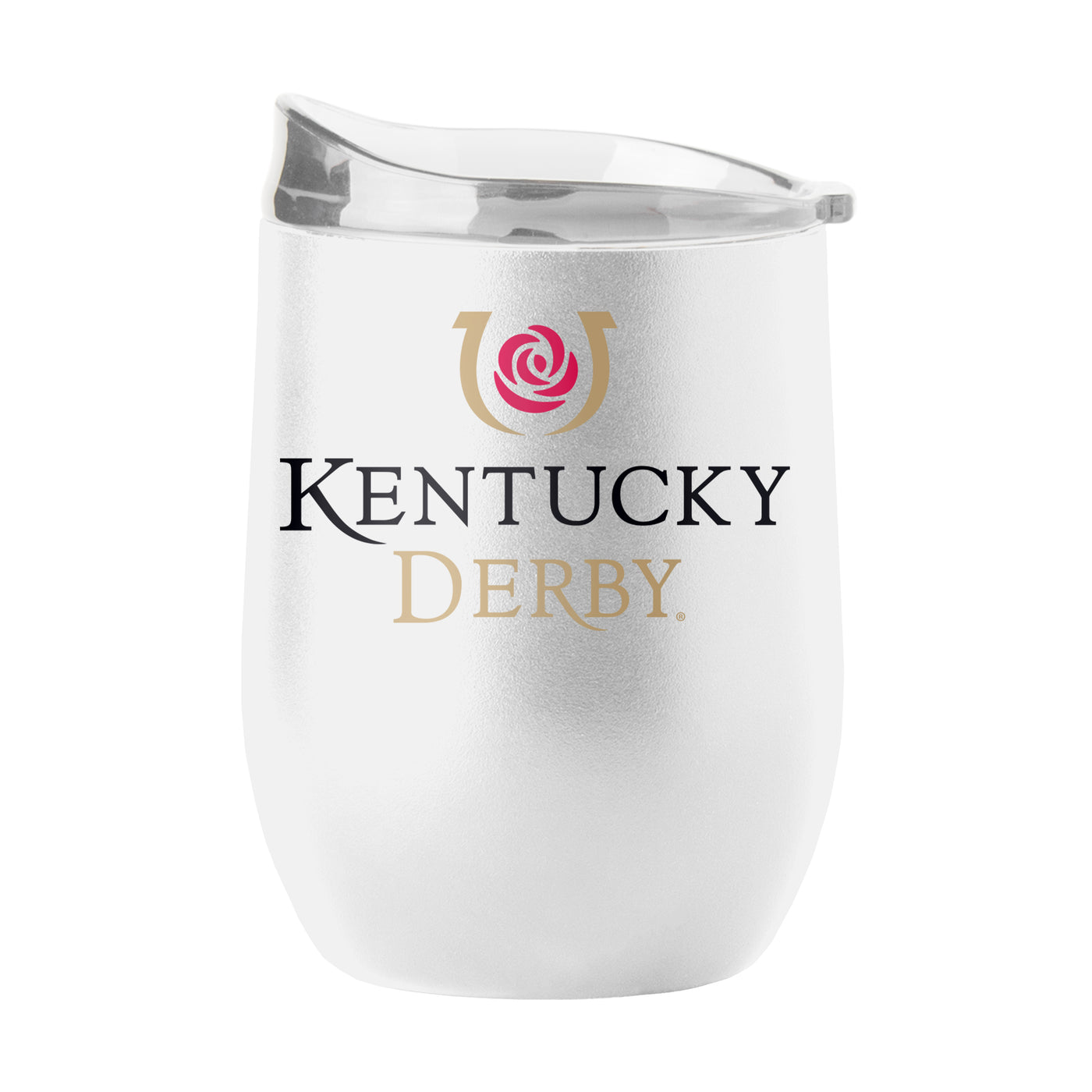 Kentucky Derby White 16oz Flipside Powder Coat Curved Bev