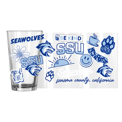 Sonoma State University 16oz Native Pint Glass