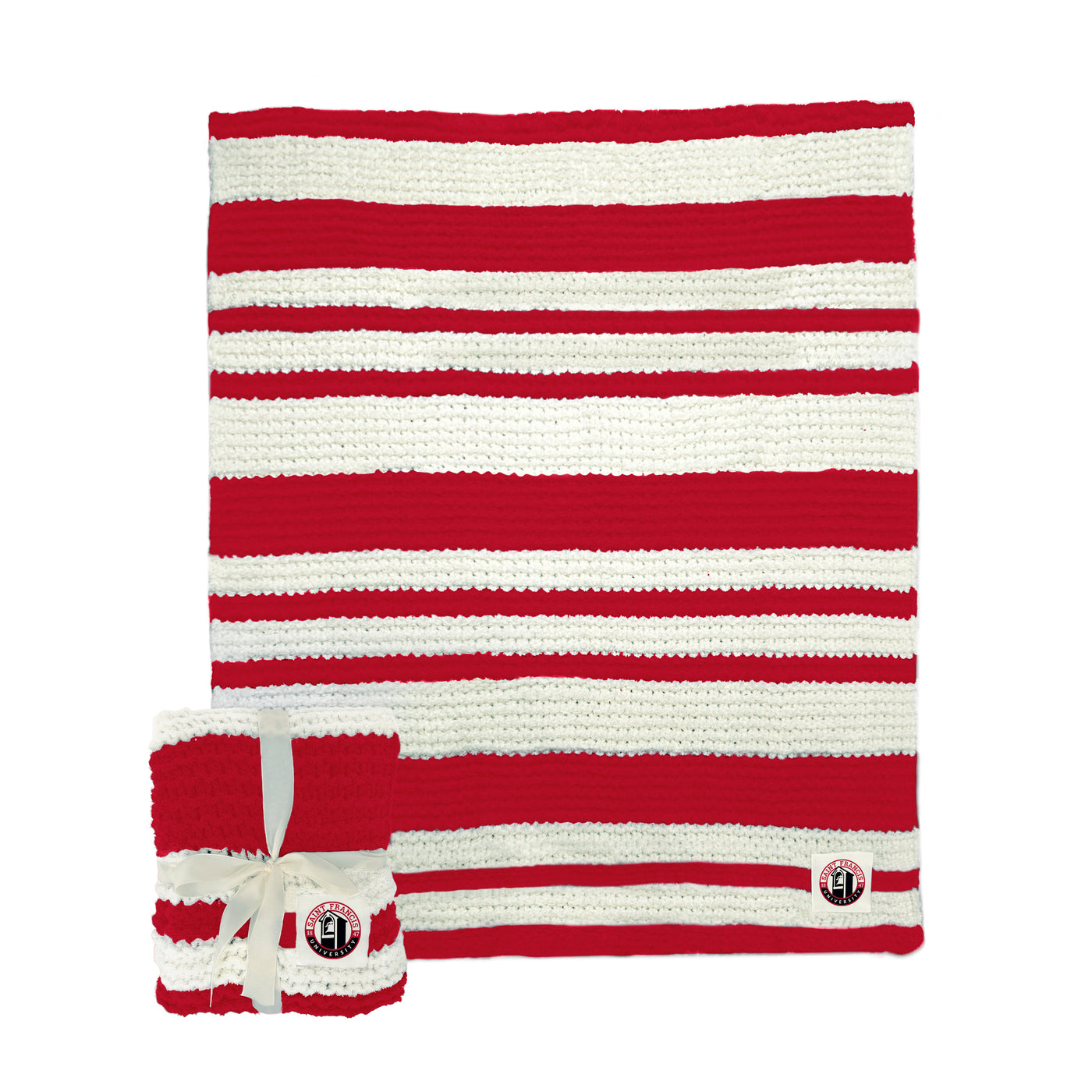 St. Francis University Red Cable Knit Throw