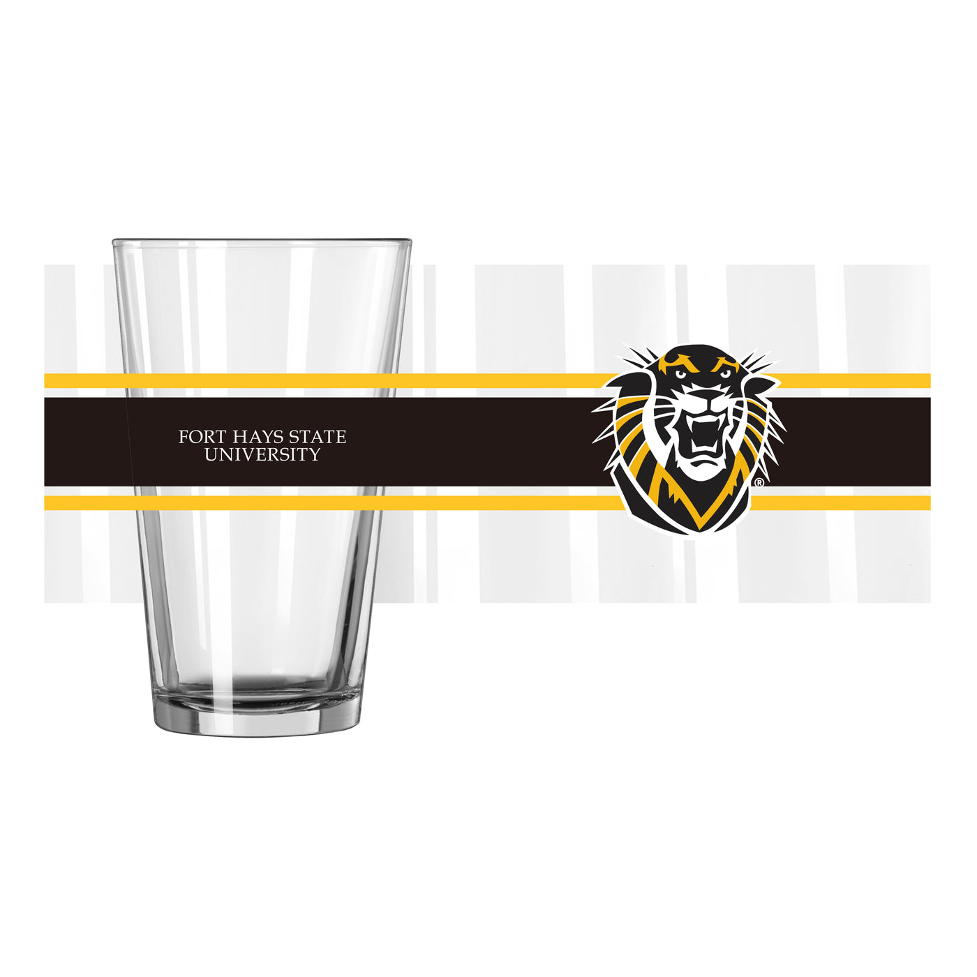 Fort Hays State 16oz Stripe Pint Glass