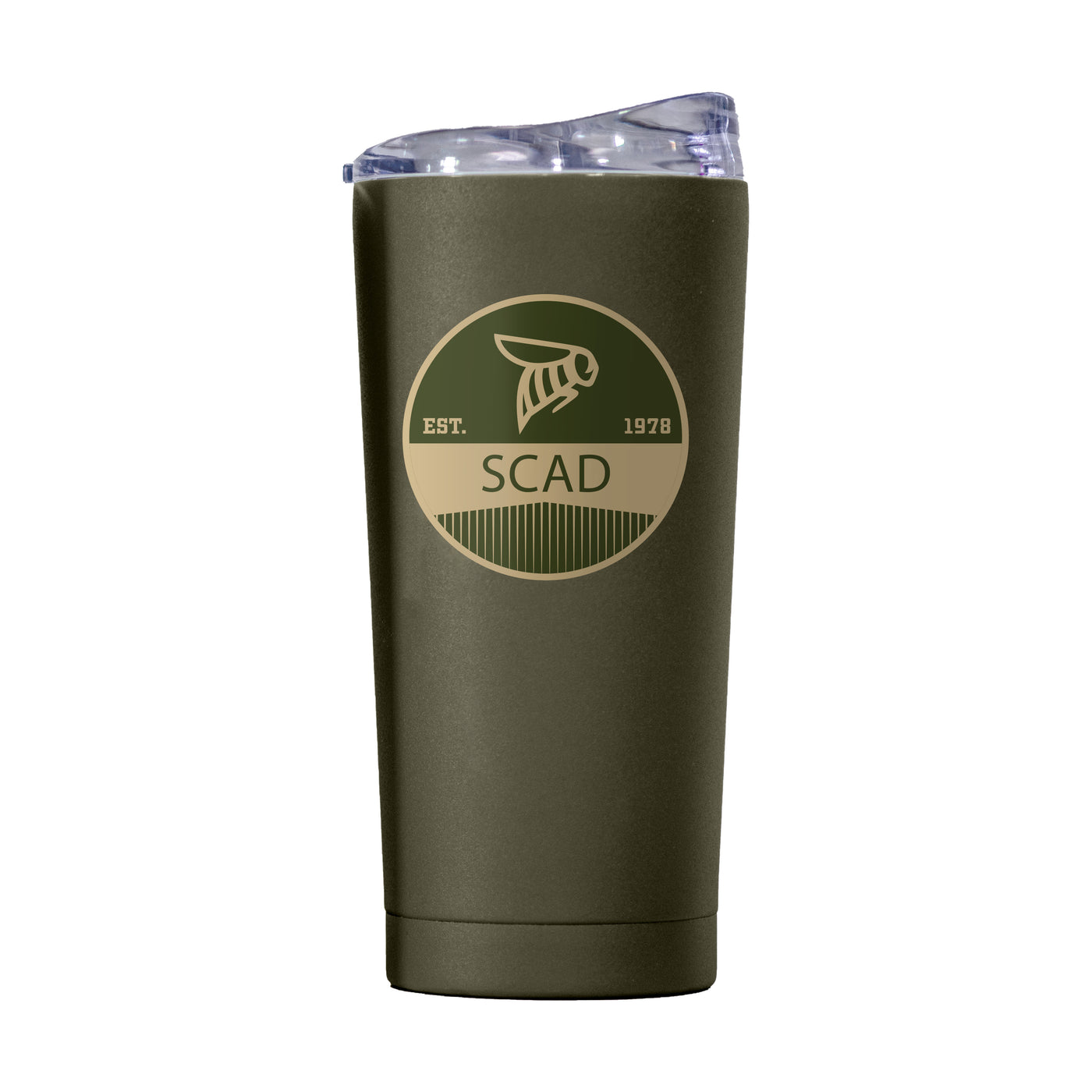 Savannah College 20oz Olive Badge Powder Coat Tumbler
