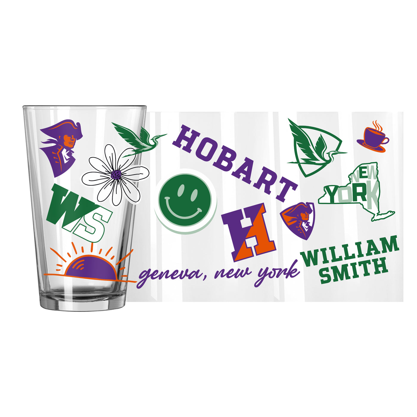 Hobart and William Smith Colleges 16oz Native Pint Glass