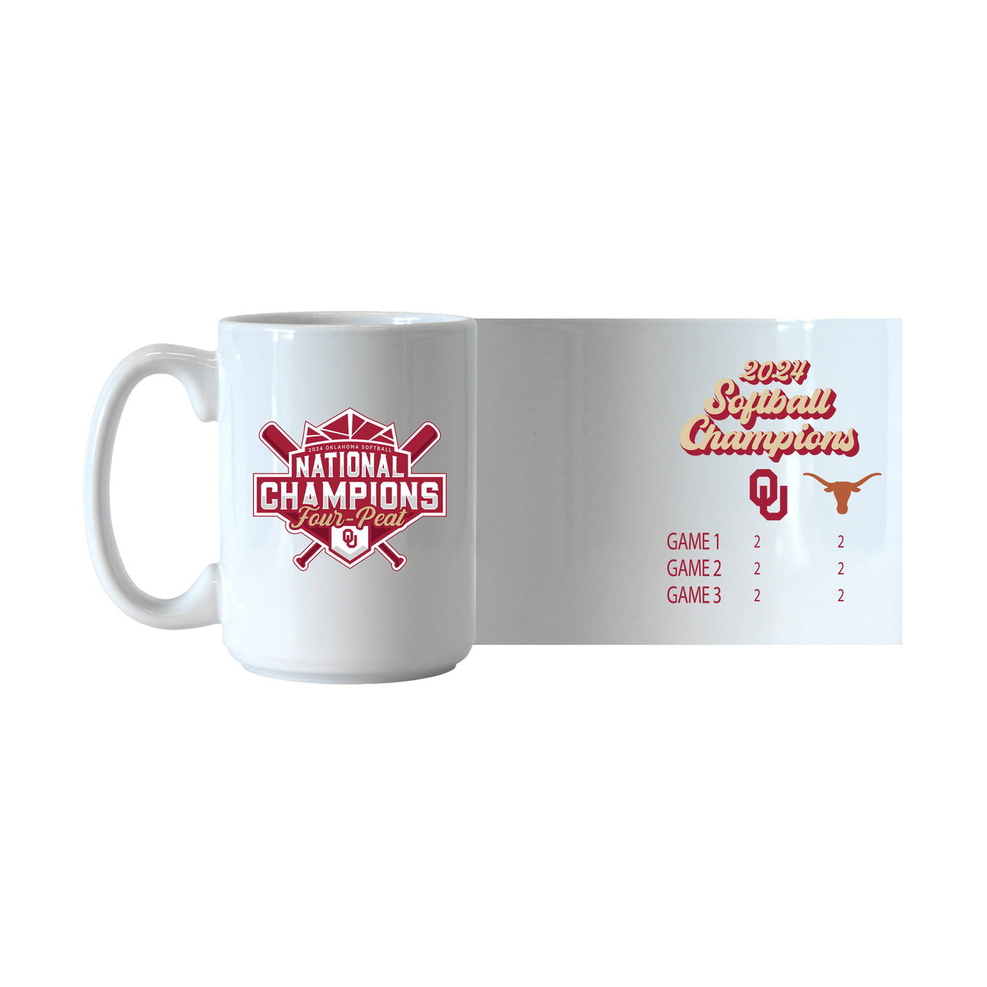 Oklahoma 15oz 2024 NCAA Softball Champions Recap Sublimated Mug