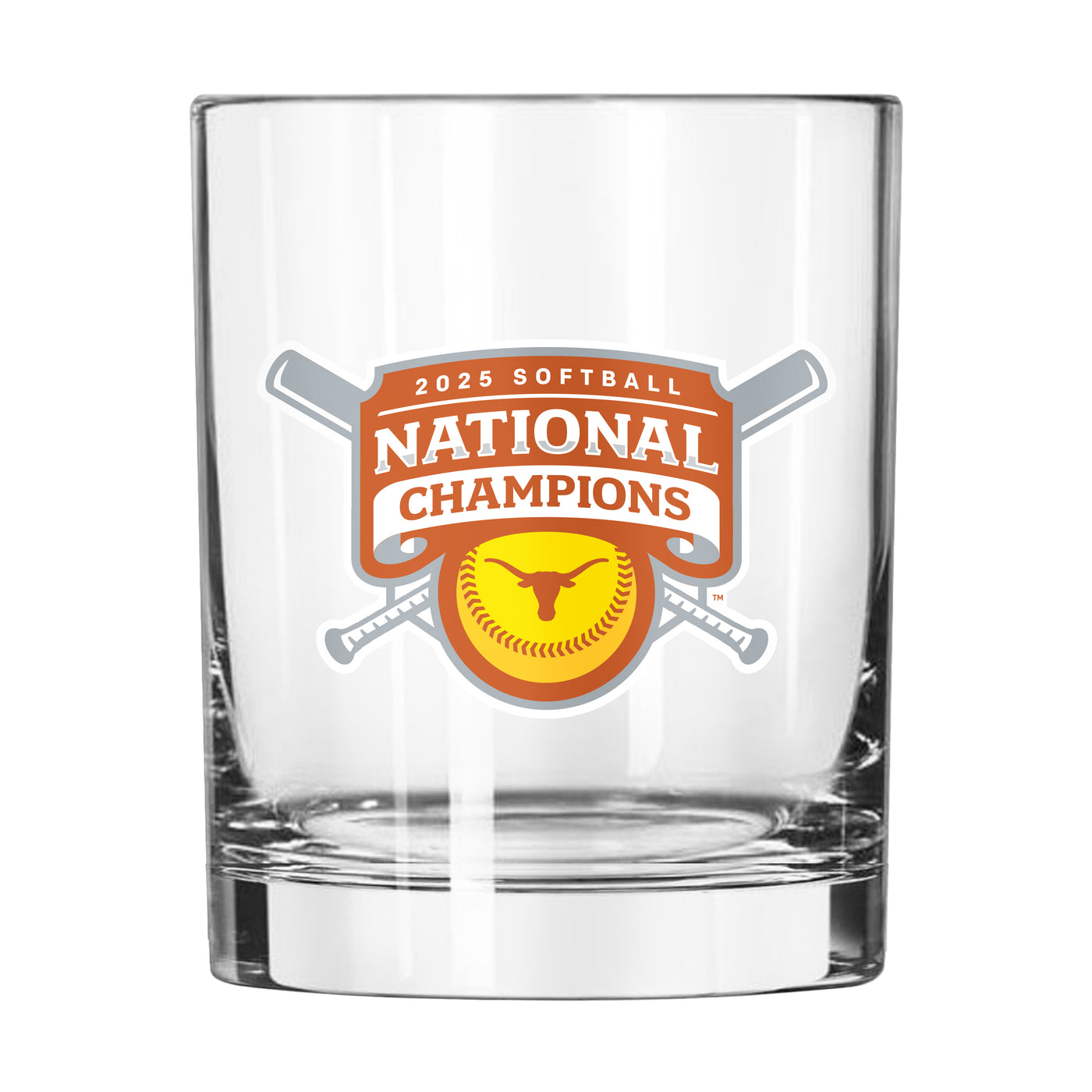 Texas 2025 Softball Champions 14oz Rocks Glass