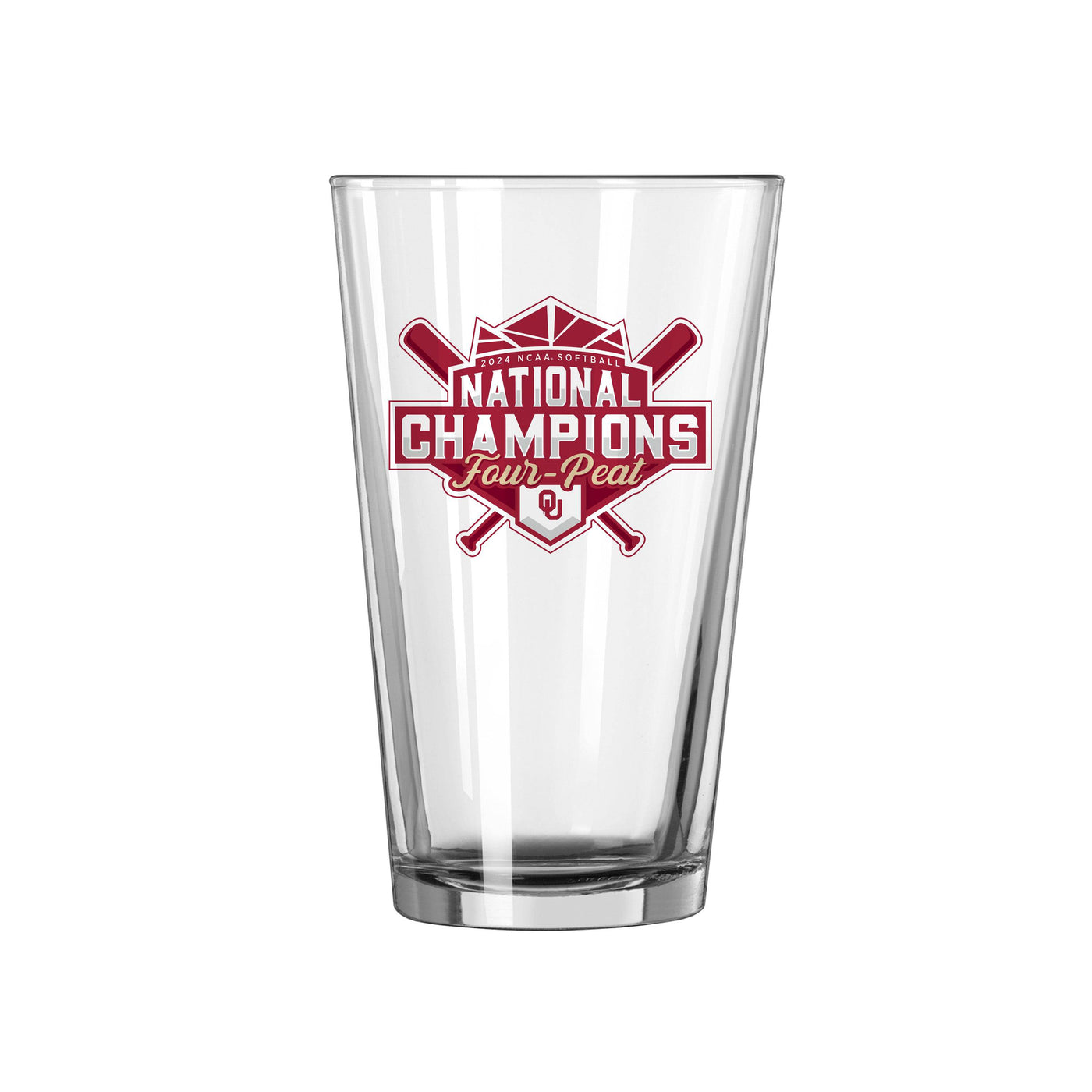 Oklahoma 16oz 2024 NCAA Softball Champions Pint Glass