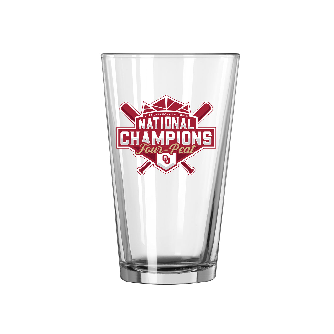 Oklahoma 16oz 2024 NCAA Softball Champions Recap Pint Glass