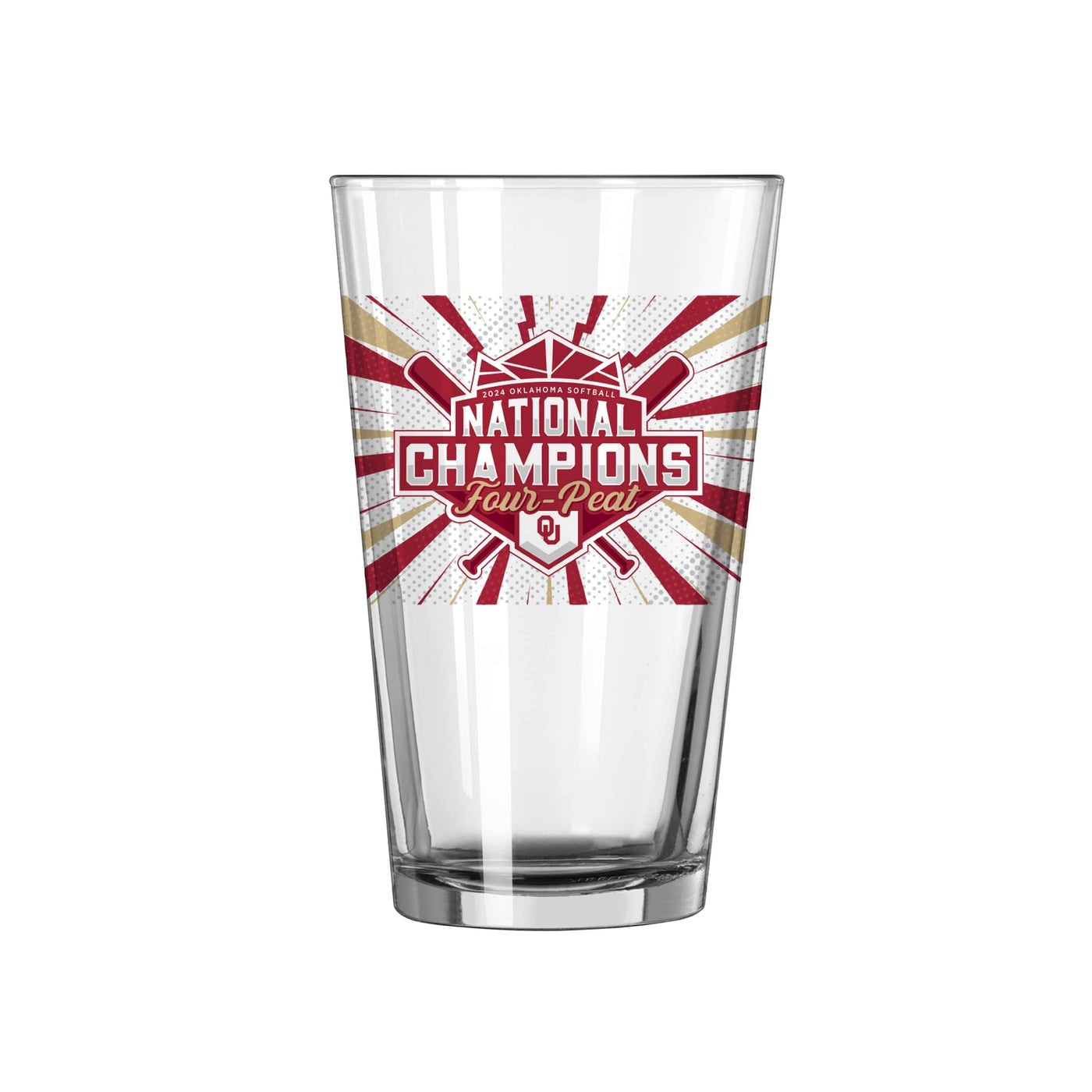 Oklahoma 16oz 2024 NCAA Softball Champions Wrap Pint Glass