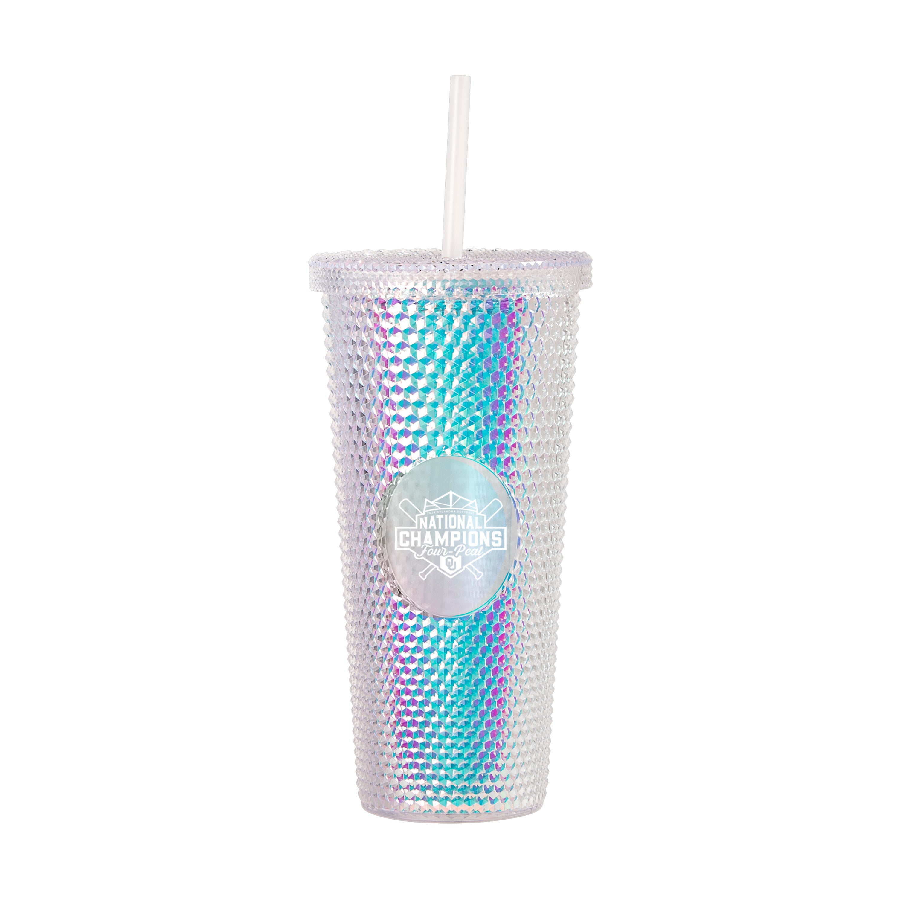 Oklahoma 24oz 2024 Ncaa Softball Champions Iridescent Studded Tumbler 