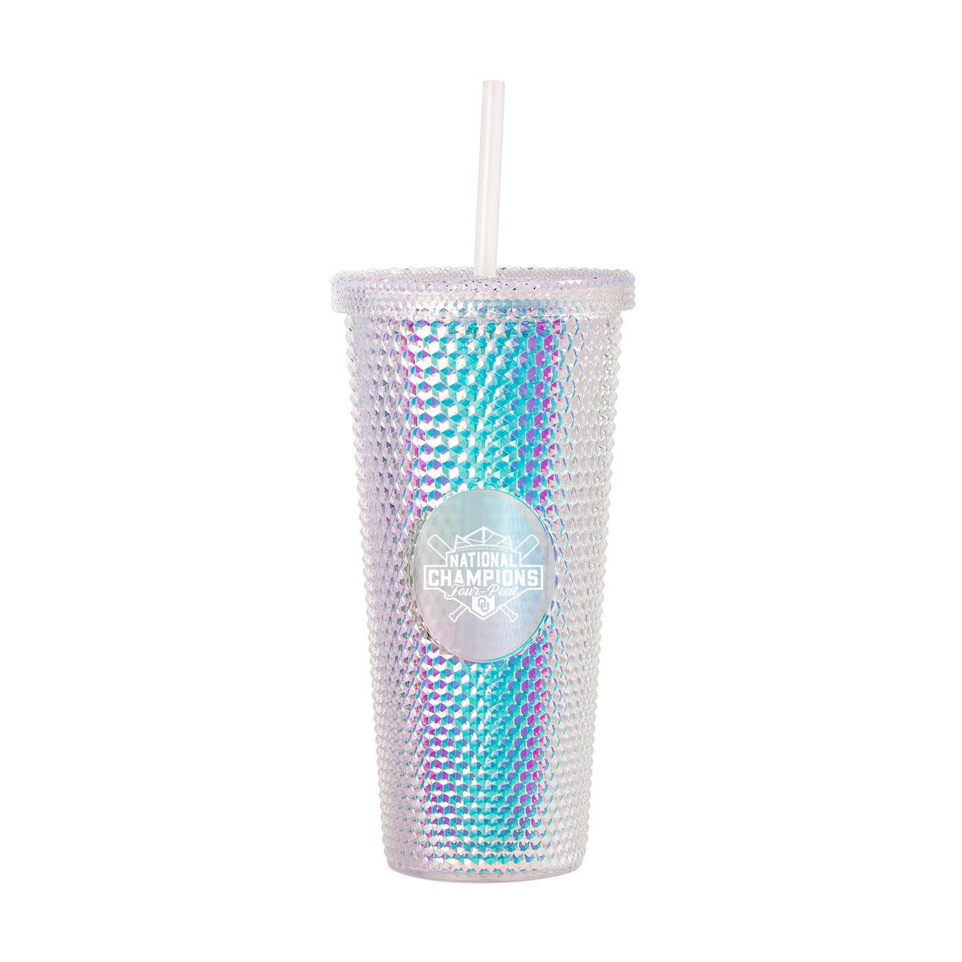 Oklahoma 24oz 2024 NCAA Softball Champions Iridescent Studded Tumbler