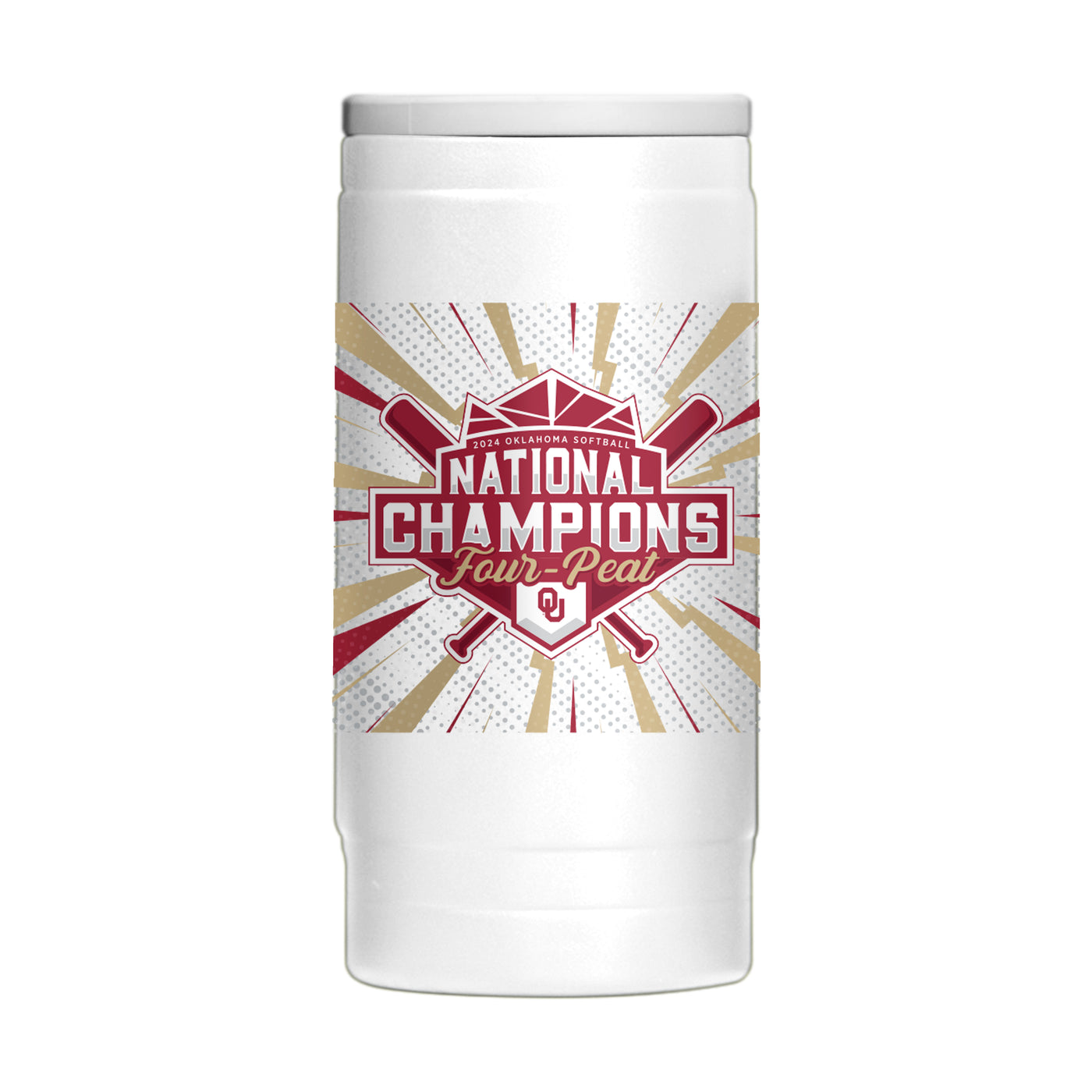 Oklahoma 12oz 2024 NCAA Softball Champions PC Slim Can Coolie