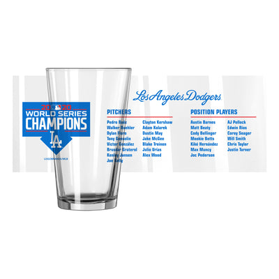 LA Dodgers 2020 WS Champs Roster 16oz Pint Glass