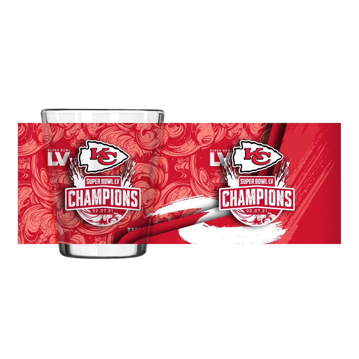 Kansas City Chiefs Super Bowl 55 Sublimated 2oz Shot Glass