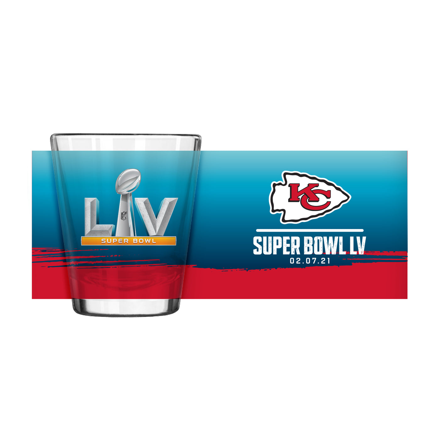 KC Chiefs SB55 Bound Sublimated 2oz Shot Glass