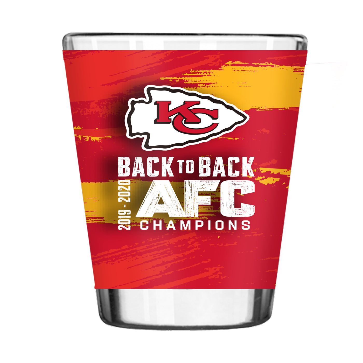 KC Chiefs Back To Back Champs Sublimated 2oz Shot Glass