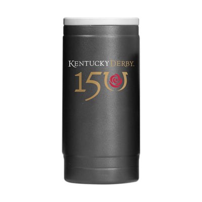 Kentucky Derby 150th Black Powder Coat Slim Can Coolie