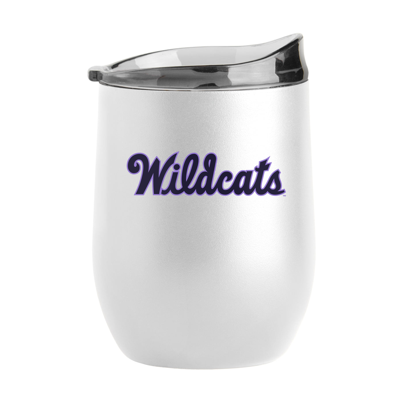 KSU Wildcats 16oz Throwback Logo White Powder Coat Curved Beverage