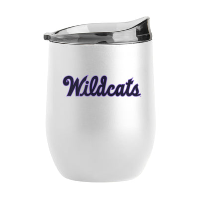 KSU Wildcats 16oz Throwback Logo White Powder Coat Curved Beverage