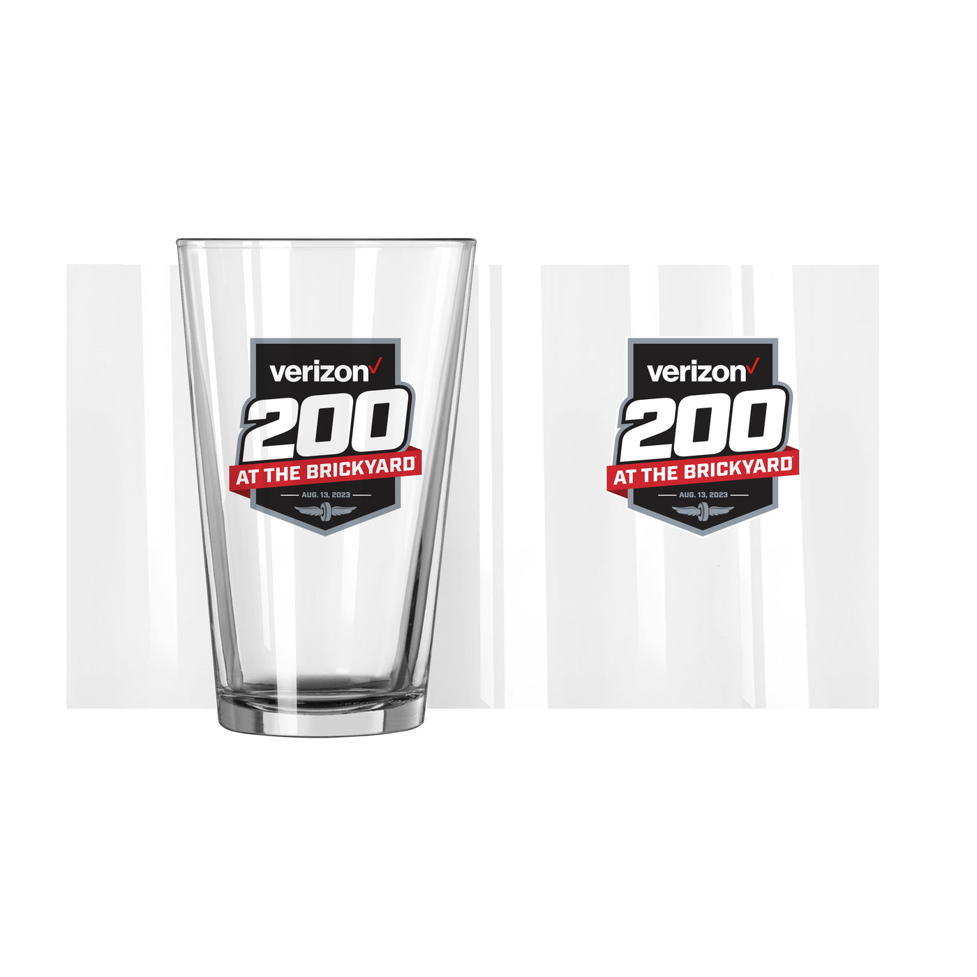 Verizon Brickyard 200 16oz Logo Pint Glass