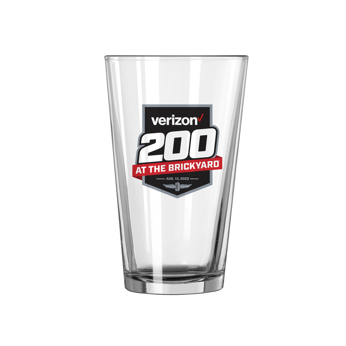 Verizon Brickyard 200 16oz Logo Pint Glass