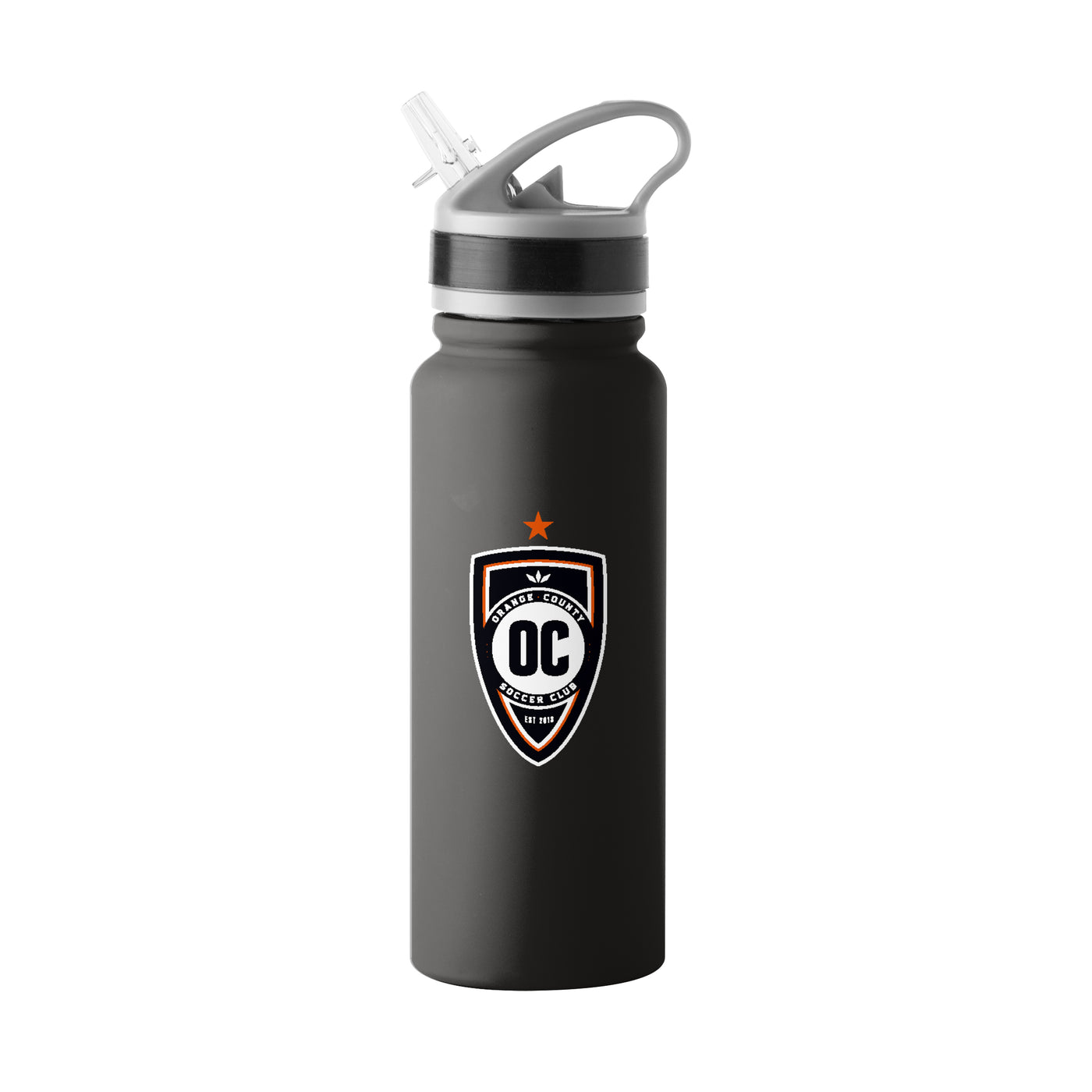 Orange County Soccer Club 25oz Black SingleWall FlipTop Bottle