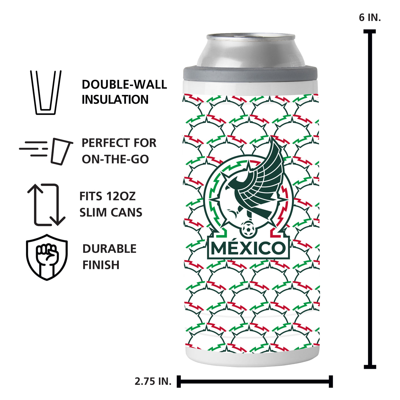 Mexico National Team 12oz Slim Can Coolie - Logo Brands