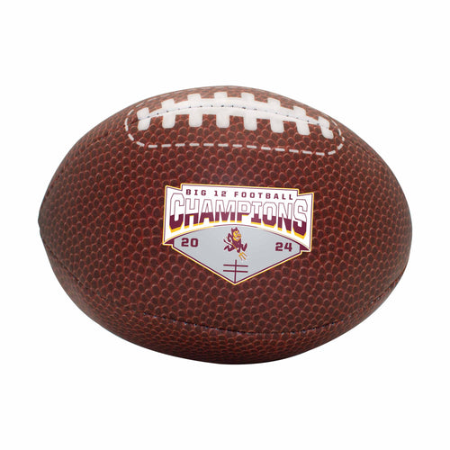 Arizona State 2024 BIG12 Champions micro plush football by Logo Brands, soft recreation ball with team logo and vibrant colors.