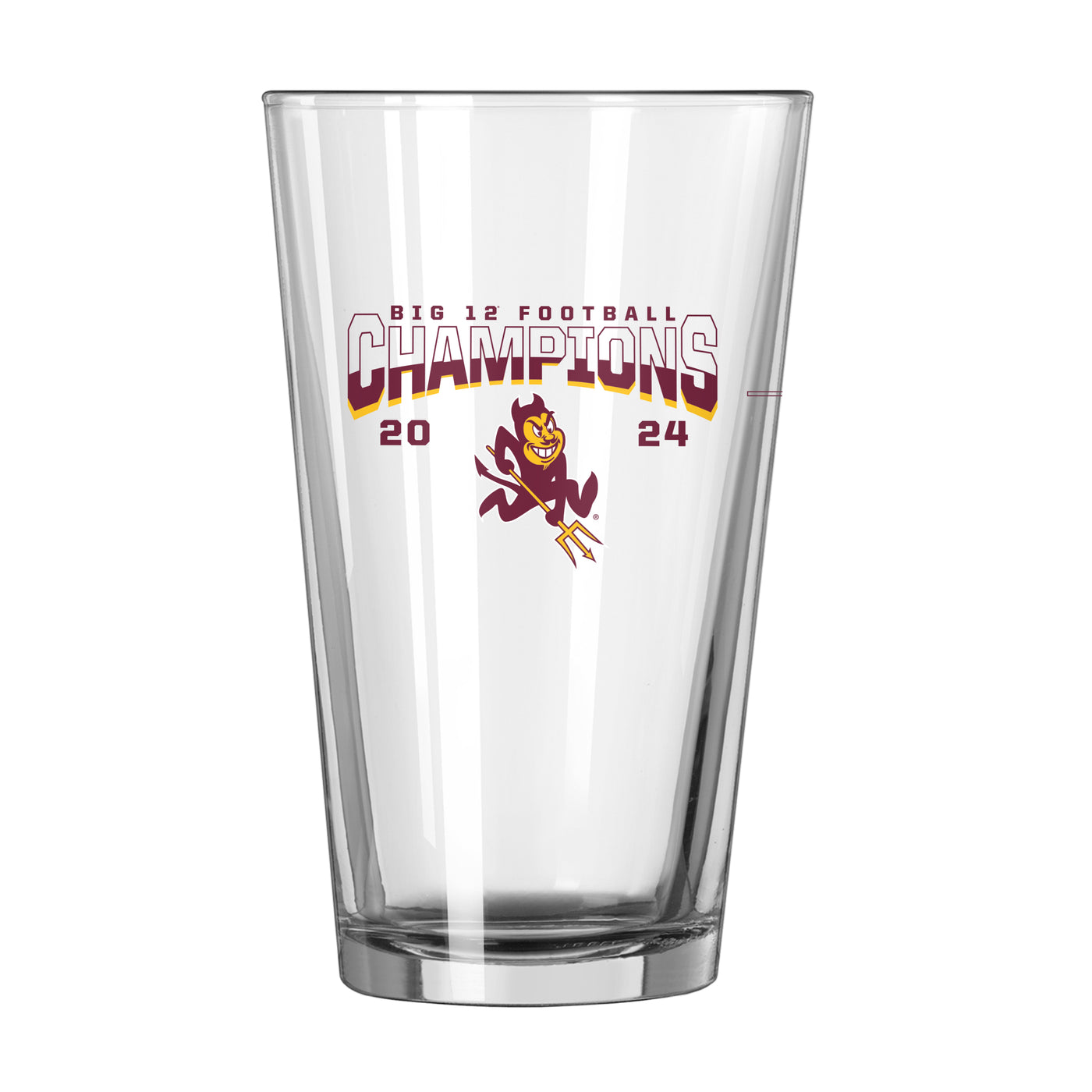 Arizona State 2024 BIG12 Champions 16oz Schedule Pint Glass