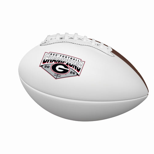 Recreation mini autograph football with Georgia 2024 SEC Champions logo and signature from Logo Brands.