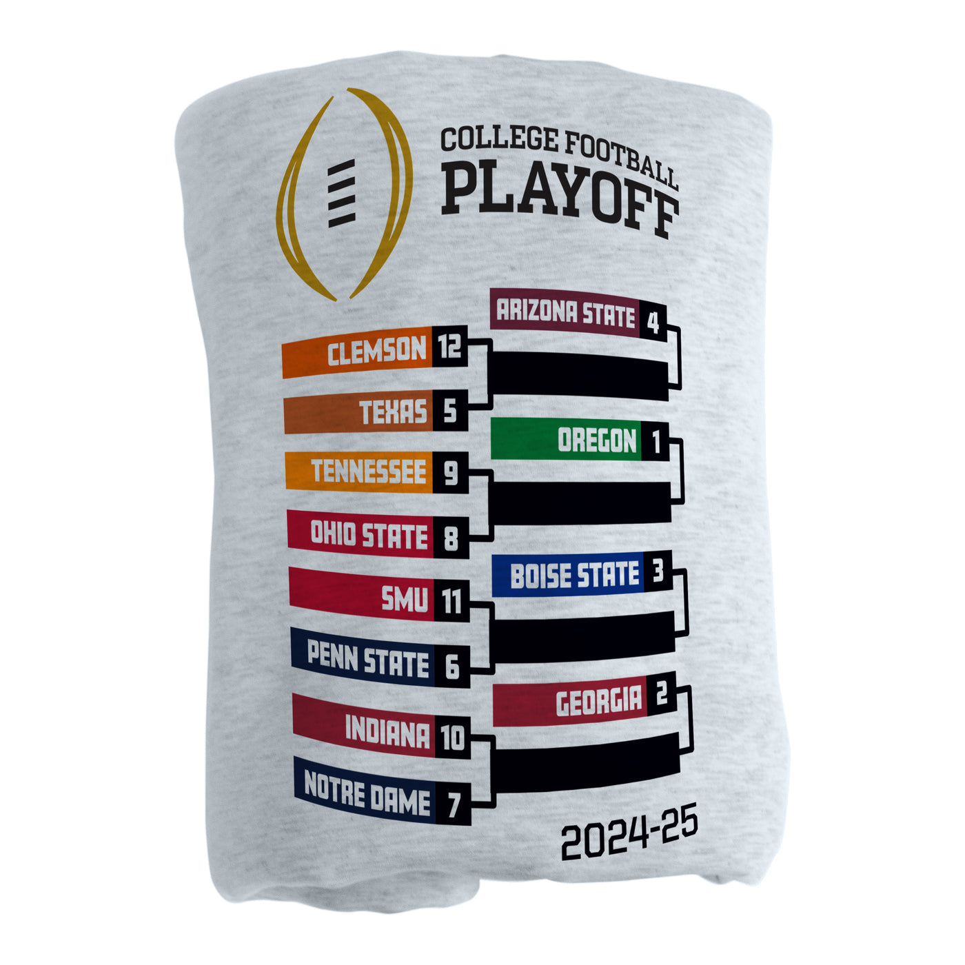 2025 College Football Playoffs 12 Team Gray Sublimated Sweatshirt Blanket