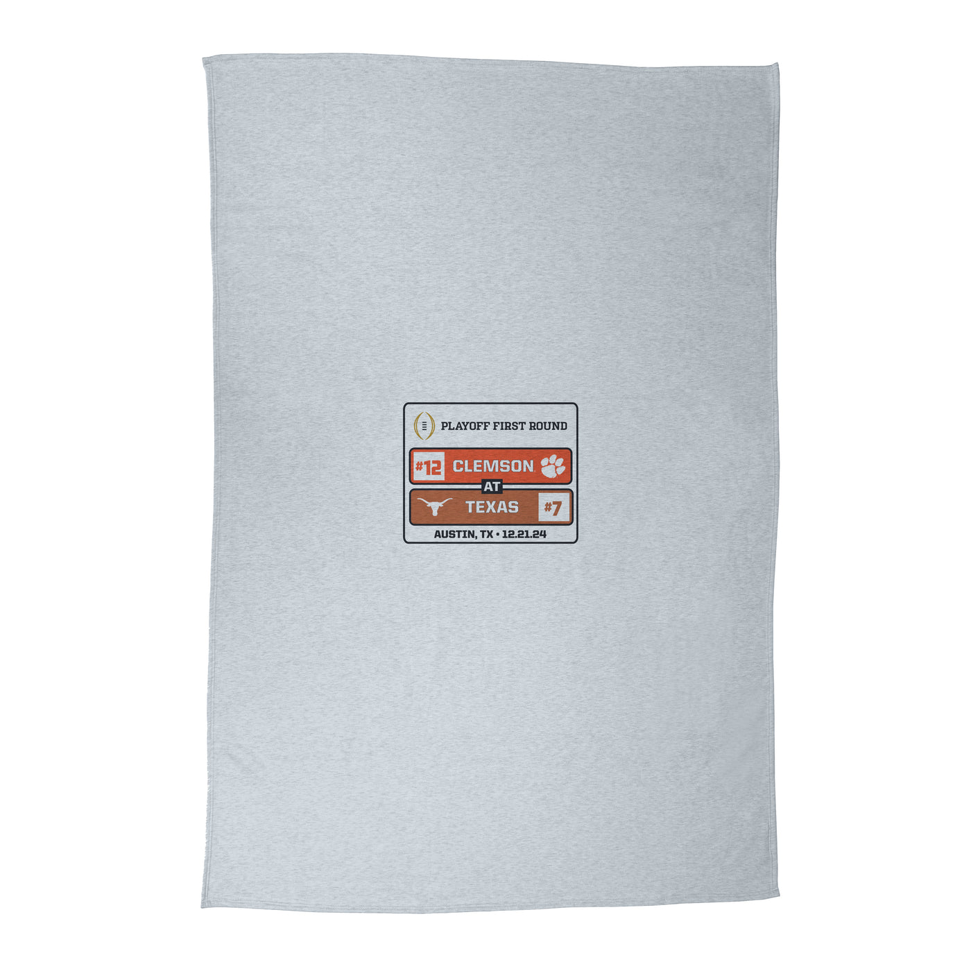 Clemson CFP Round 1 Match Up Gray Sublimated Sweatshirt Blanket