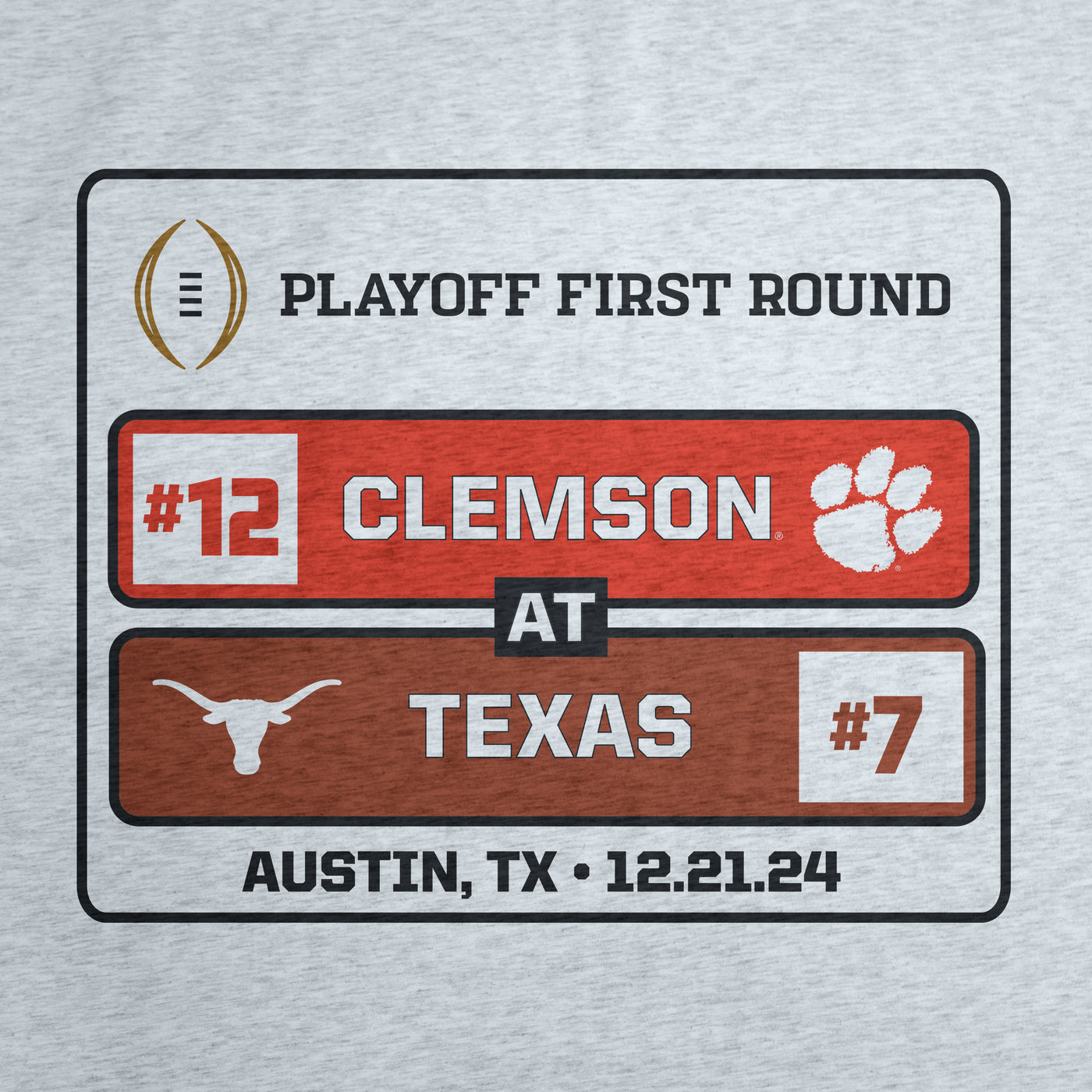 Texas CFP Round 1 Match Up Gray Sublimated Sweatshirt Blanket