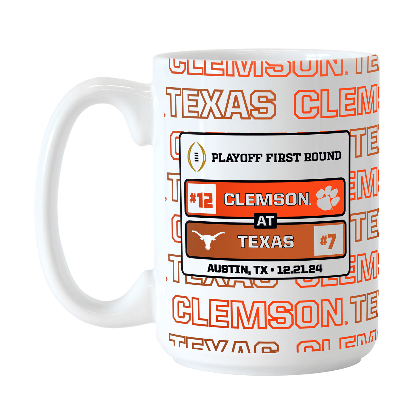 Clemson CFP Round 1 Match Up 15oz Sublimated Mug