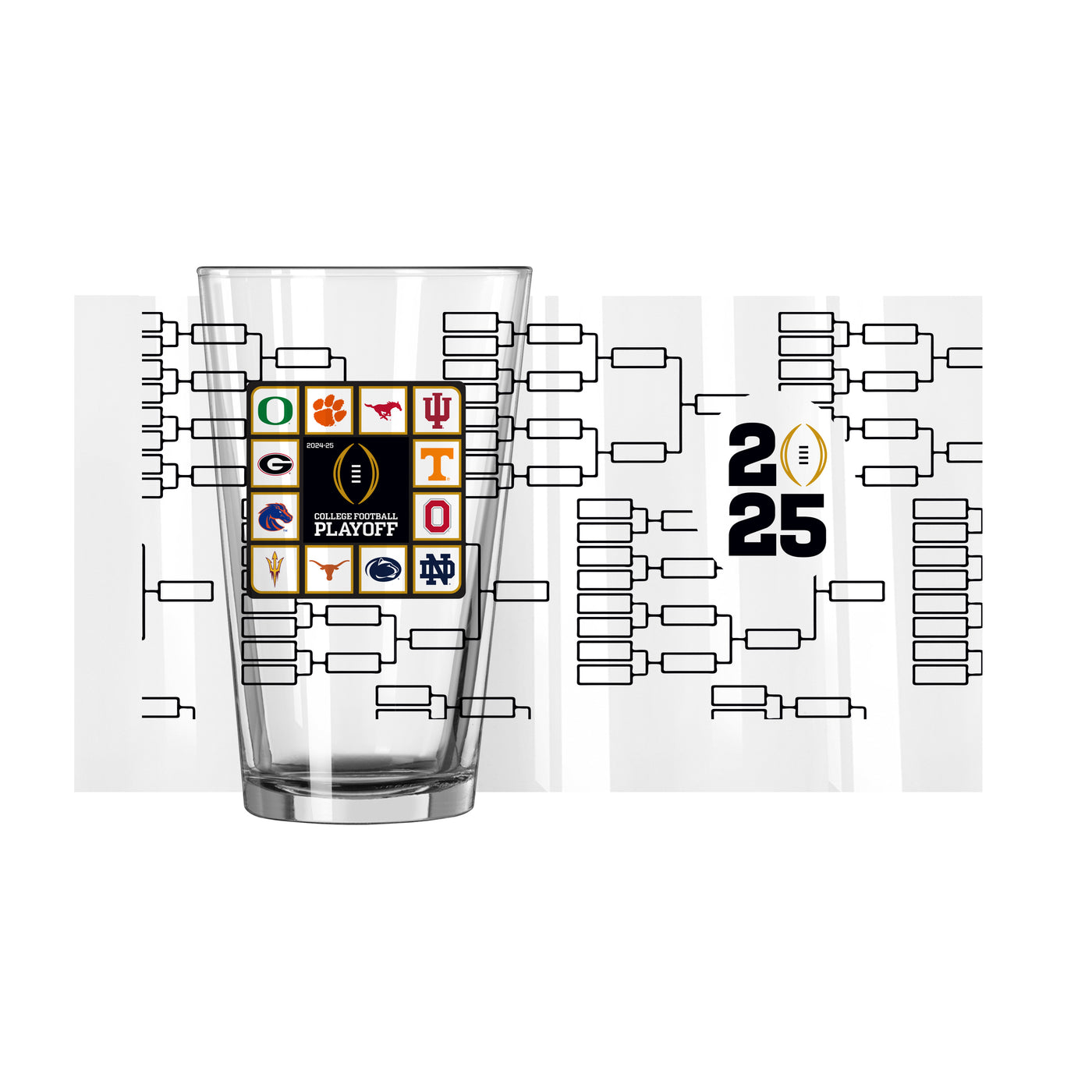 2025 College Football Playoffs 12 Team 16oz Pint Glass