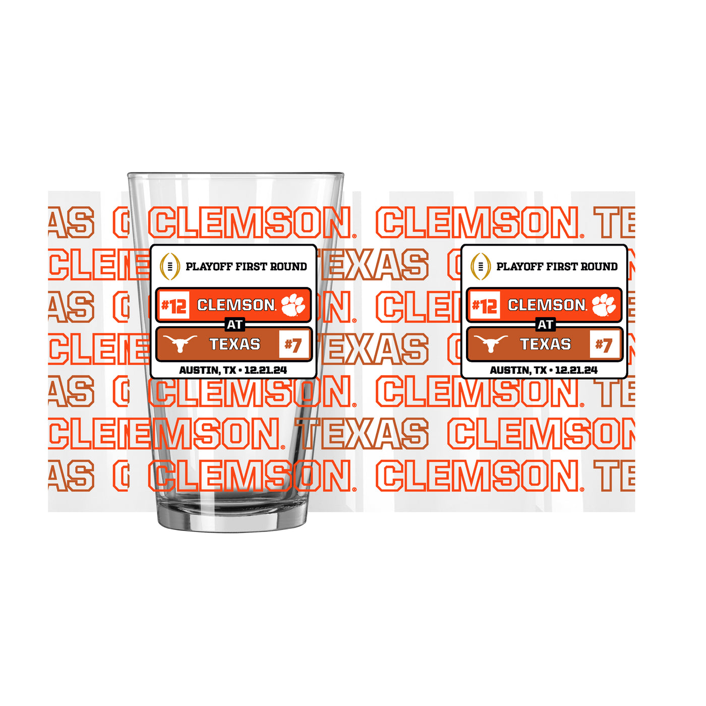 Clemson CFP Round 1 Match Up 16oz Pint Glass