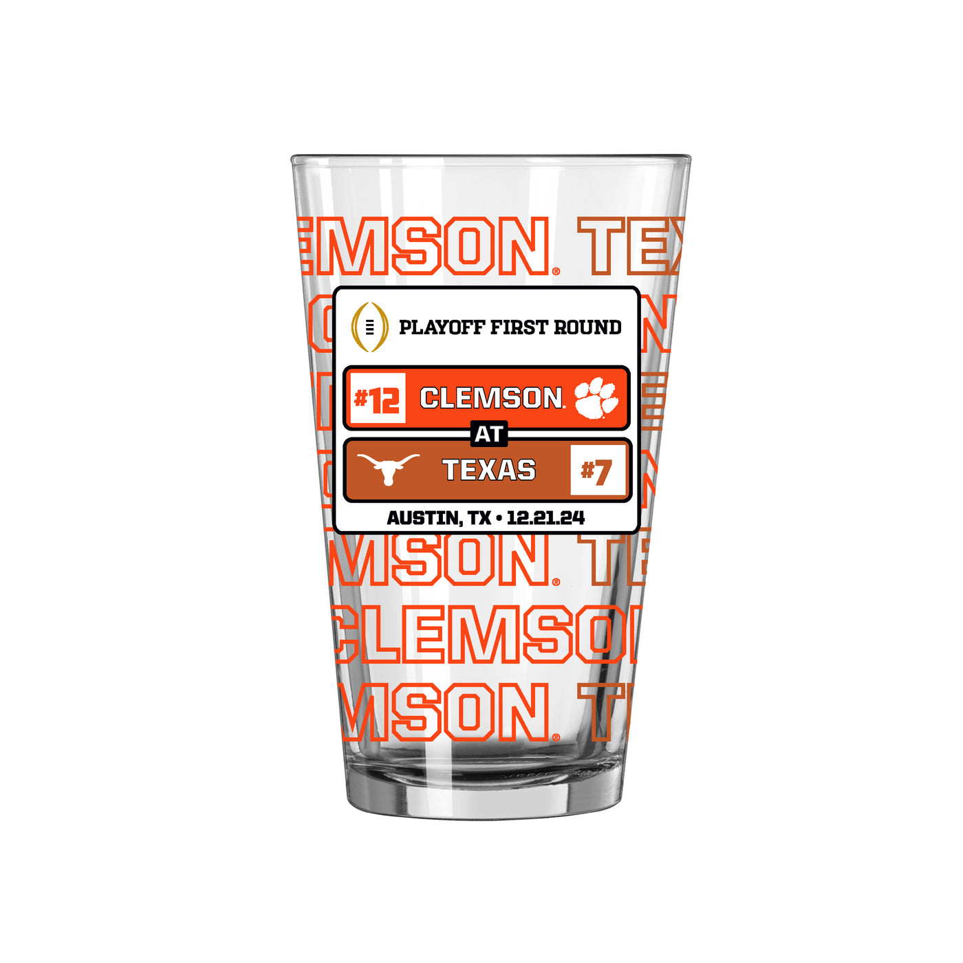 Clemson CFP Round 1 Match Up 16oz Pint Glass