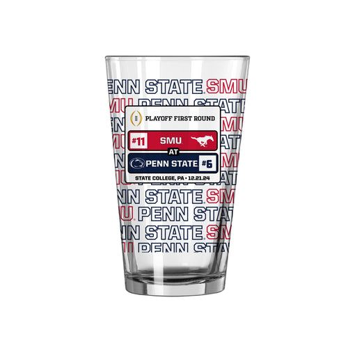 Penn State CFP Round 1 Match Up 16oz pint glass with team logo and graphics, made by Logo Brands.